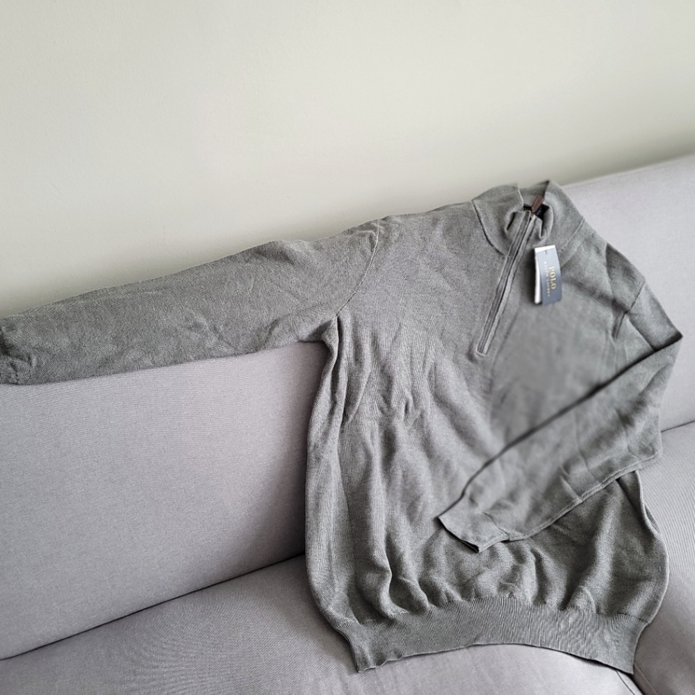 Zip up turtleneck grey sweater